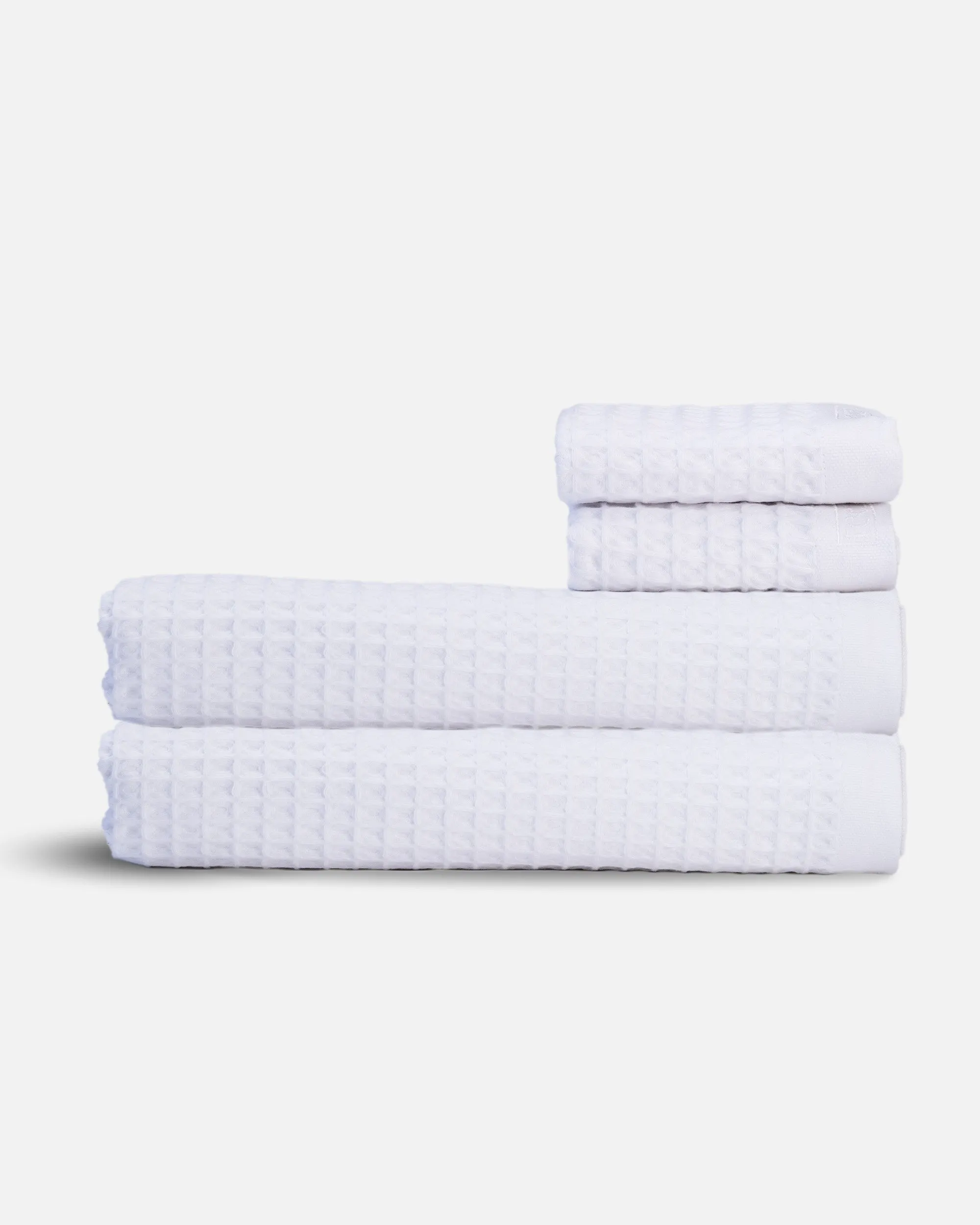 Waffle Turkish Cotton Bath Towels in White