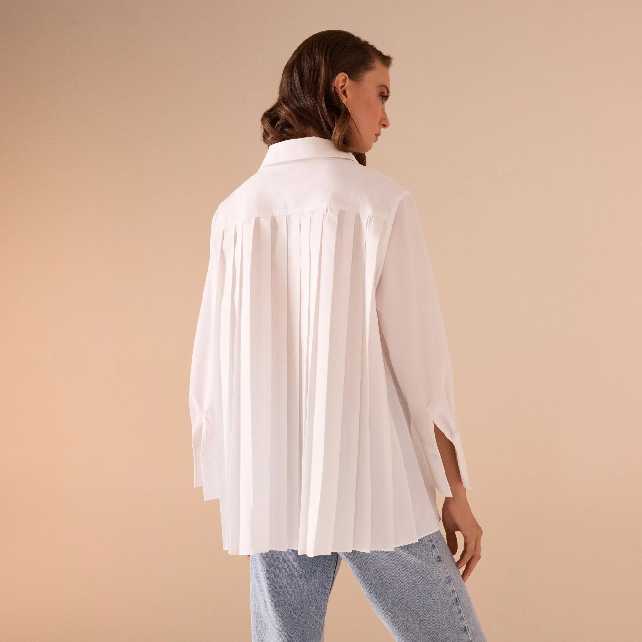 White Pleated Back Shirt