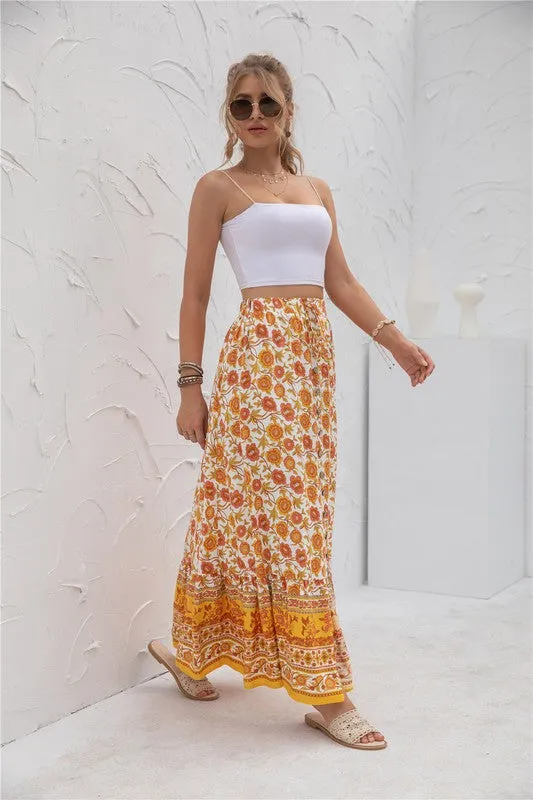 Womens Print Maxi Skirt 2 piece Outfit Dress