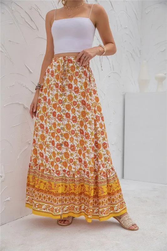 Womens Print Maxi Skirt 2 piece Outfit Dress