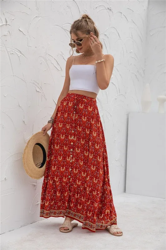 Womens Print Maxi Skirt 2 piece Outfit Dress