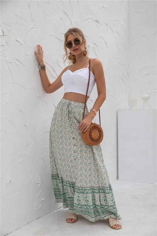 Womens Print Maxi Skirt 2 piece Outfit Dress