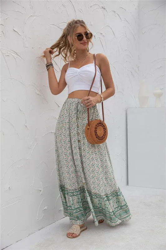 Womens Print Maxi Skirt 2 piece Outfit Dress