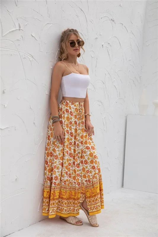 Womens Print Maxi Skirt 2 piece Outfit Dress