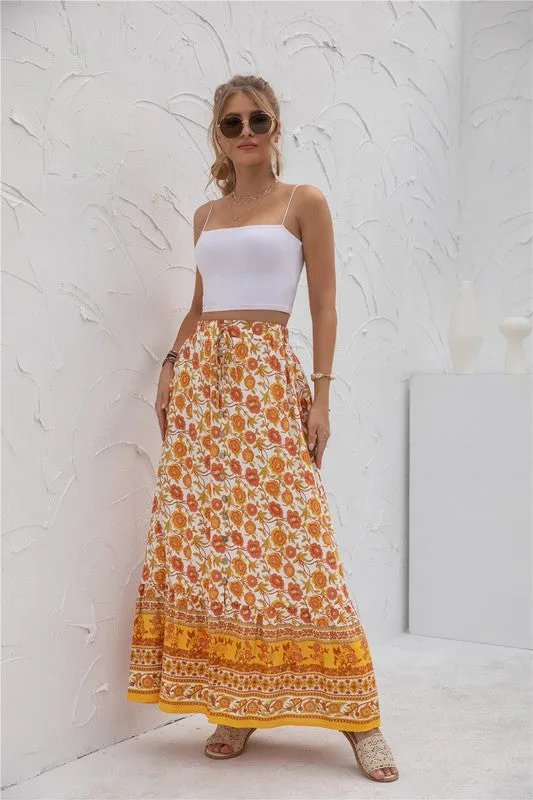 Womens Print Maxi Skirt 2 piece Outfit Dress