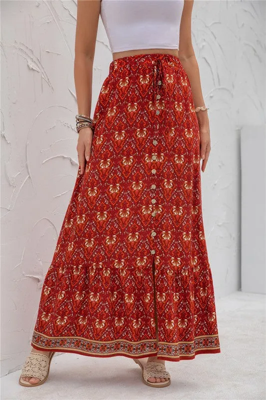 Womens Print Maxi Skirt 2 piece Outfit Dress