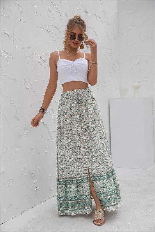 Womens Print Maxi Skirt 2 piece Outfit Dress