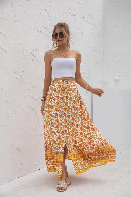 Womens Print Maxi Skirt 2 piece Outfit Dress