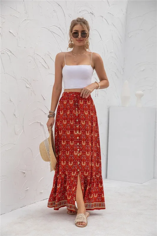 Womens Print Maxi Skirt 2 piece Outfit Dress