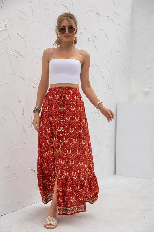 Womens Print Maxi Skirt 2 piece Outfit Dress