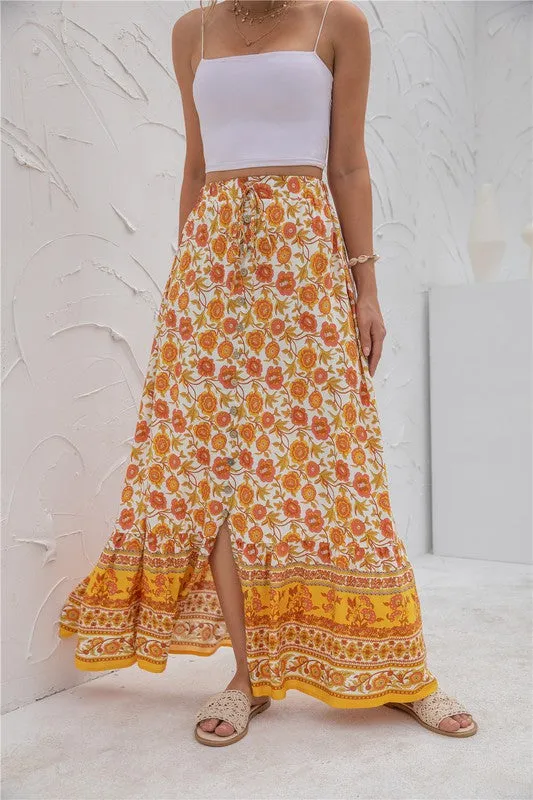 Womens Print Maxi Skirt 2 piece Outfit Dress