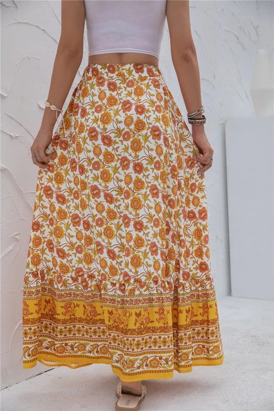 Womens Print Maxi Skirt 2 piece Outfit Dress