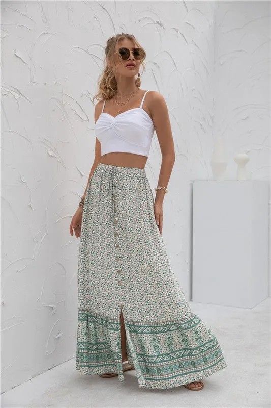 Womens Print Maxi Skirt 2 piece Outfit Dress