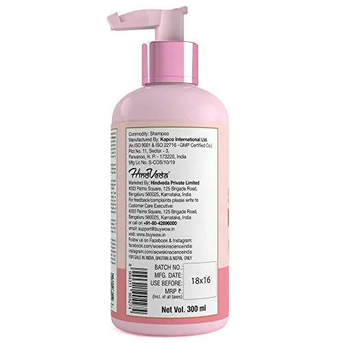 WOW Skin Science Himalayan Rose Shampoo with Rose Hydrosol, Coconut Oil, Almond Oil & Argan Oil - For Volumnising Hair, Anti Smelly Scalp - No Parabens, Sulphate, Silicones, Color & PEG - 300mL